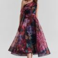 Indus Floral One-Shoulder Organza Dress - Image 1